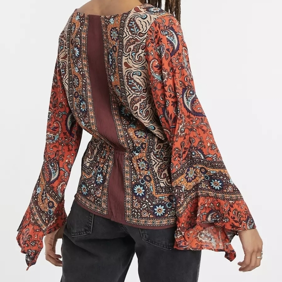 Free People gorgeous print surplice wrap top - Picture 3 of 14